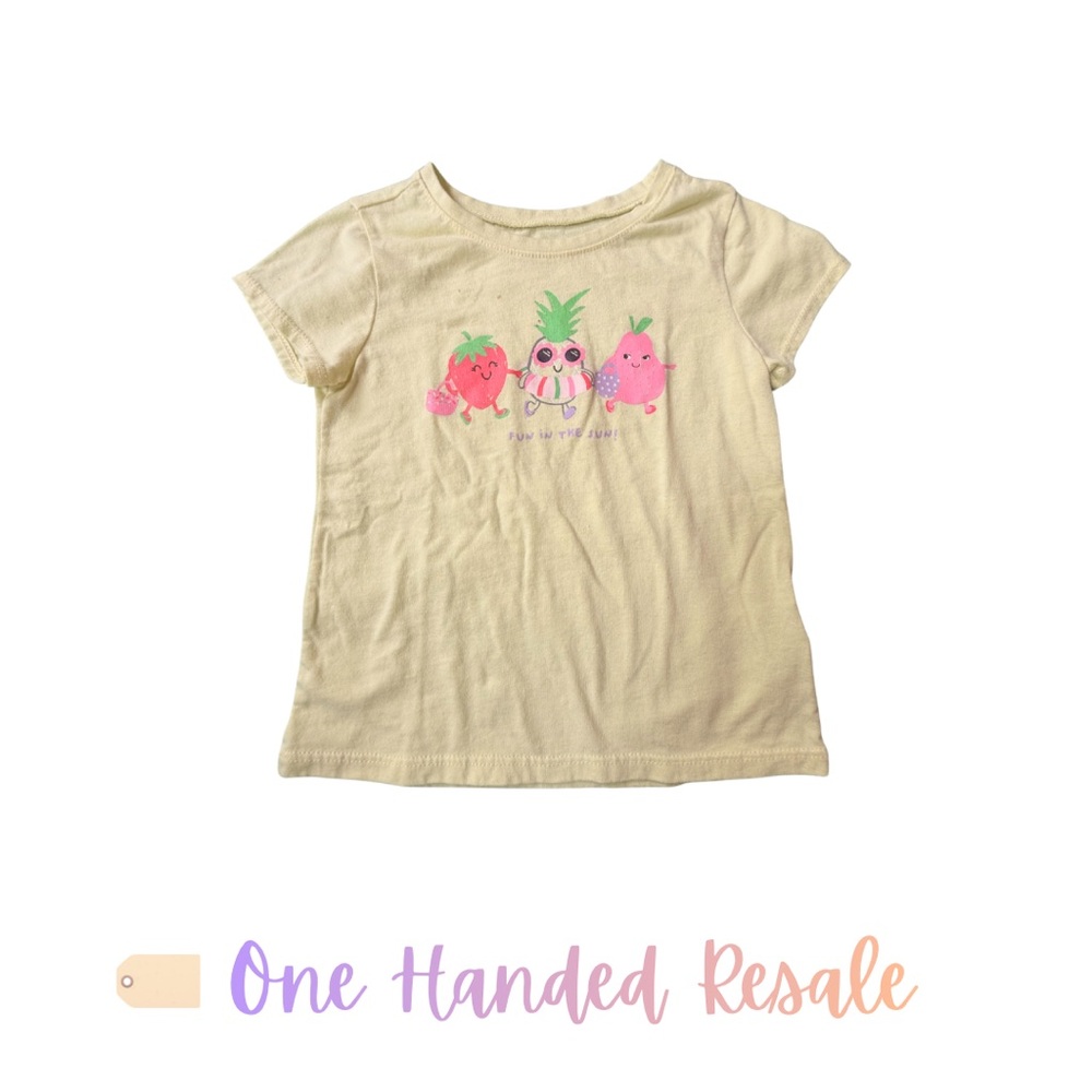 🍍 Garanimals Light Yellow T-Shirt Top Fruit Graphic Pineapple Strawberry Pear 3T